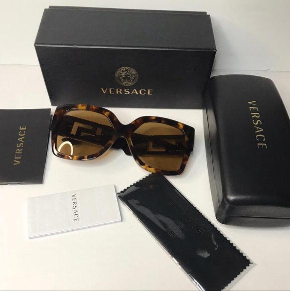 Authentic New Versace Sunglasses Women's 4402 5119/73 Havana-Gold/Bronze 59mm - Picture 9 of 13